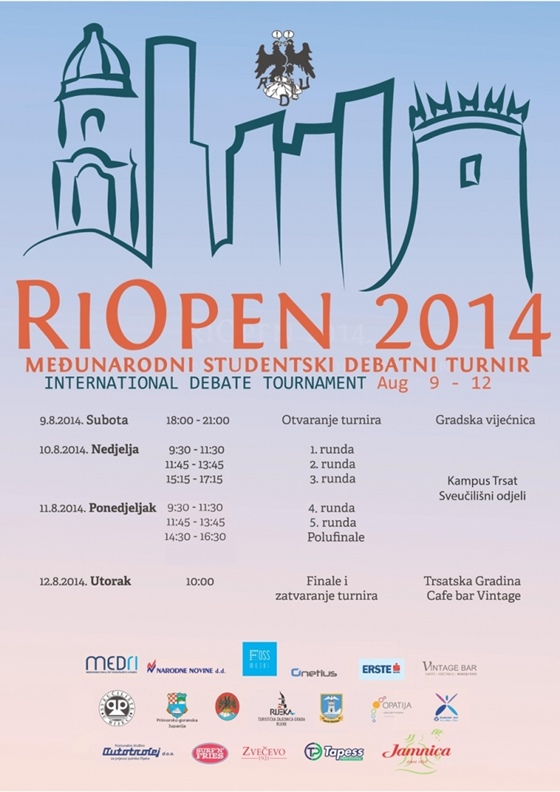 Rijeka Open 2014: Rijeka debatna unija ugouje stotinjak debatanata iz Europe